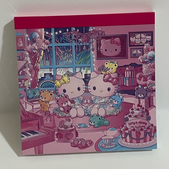 Hello Kitty and Mimmy 50th Anniversary Puroland Exclusive Small Square Memo Pad - Picture 1 of 6